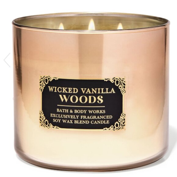 Bath & Body Works Wicked Vanilla Woods 3-Wick Candle with Snake Lid - Picture 2 of 4